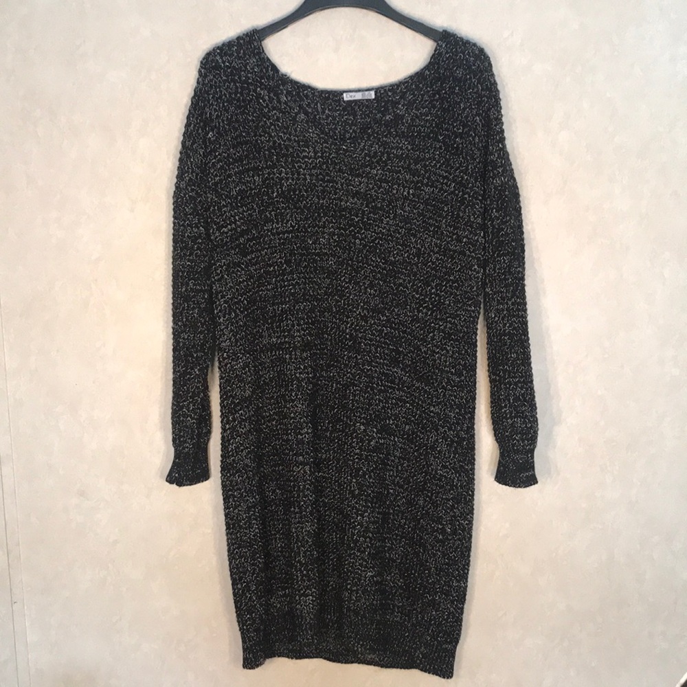 Dex V-Neck Sweater Dress 2X Black Long Sleeve